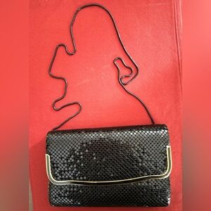 Elegant Vintage Black Clutch with Gold Accents